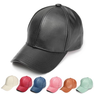 Fashion Faux Leather Baseball Cap Unisex Snapback Outdoor Sport Adjustable Hat  eb-74884654